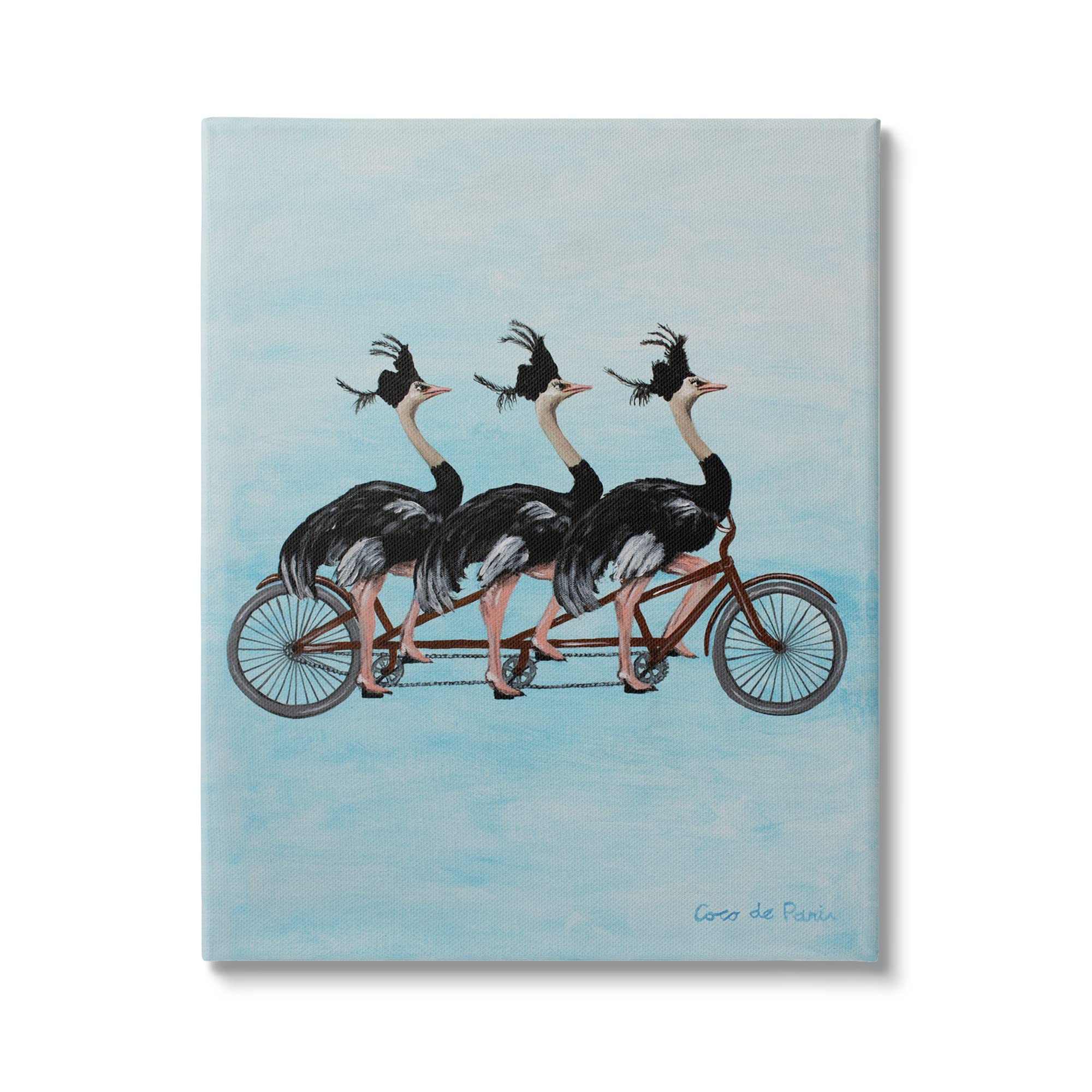Flying Pig in Palm Wings Fluffy Clouds Illustration,Design by Coco de Paris