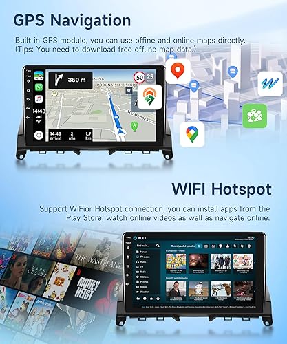 Miniatura 10 de Para Mercedes Benz Clase C C180 C200 C230 C250 C300 C350 W204 S204 2006-2011 Android Apple Carplay Estéreo de coche, pantalla táctil de 9 pulgadas,