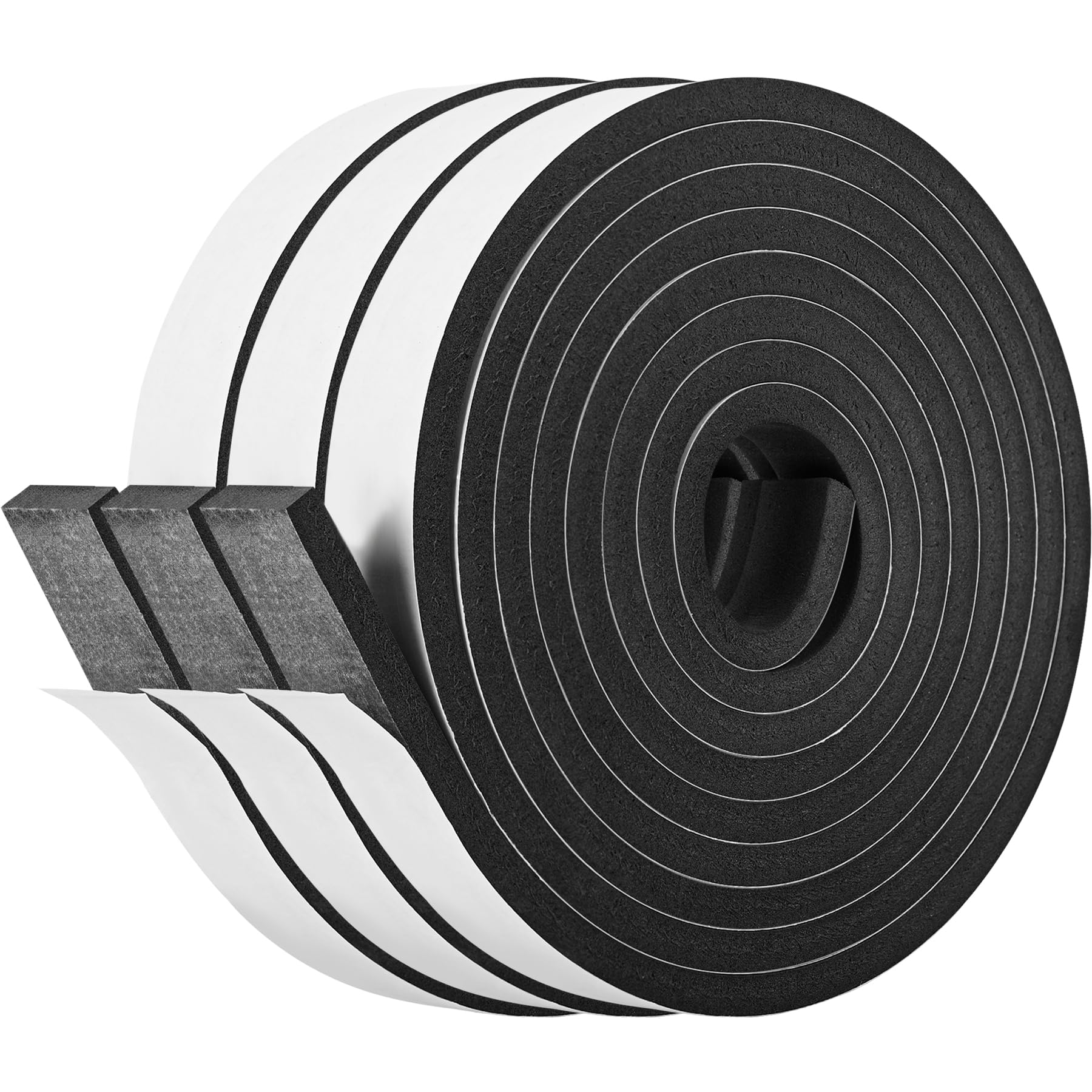 Kikerike Self Adhesive Foam Tape Weatherstrip 1In x 1/2In x 20Ft High Density Foam Insulation Strips Foam Seal Weather Stripping with Strong Adhesive for Door and Window Sound Isolation Soundproofing