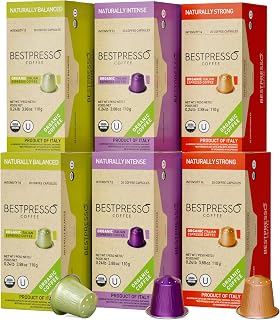 Organic USDA Bestpresso Coffee Aluminum Espresso Pods For Nespresso Original Machine 120 Pack (Variety Pack)