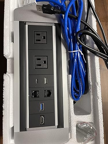 Miniatura 2 de Impecgear Power Plug - Centro de alimentación para escritorio con ojales, centro de datos de alimentación para muebles, 2 CAT61 HDMI1 USB1 tipo C2