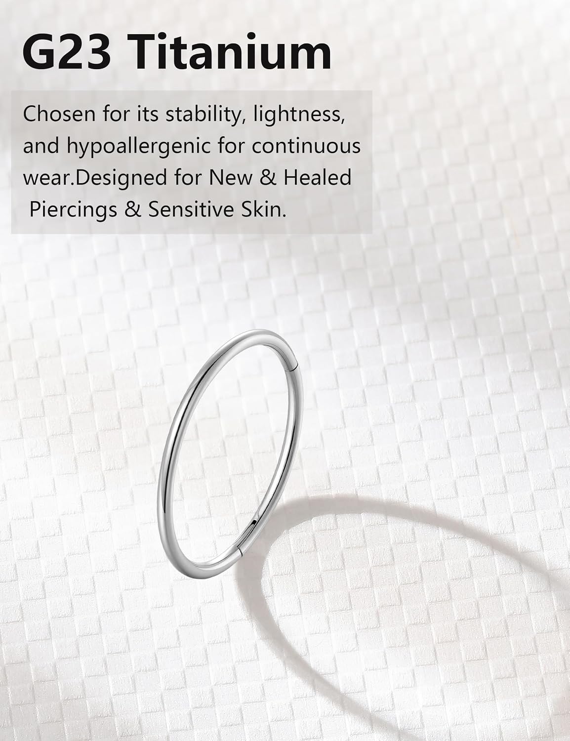 Titanium Nose Ring Hoop Earrings Set, 16G 18G 20G Nose Rings, 5-7 Sizes