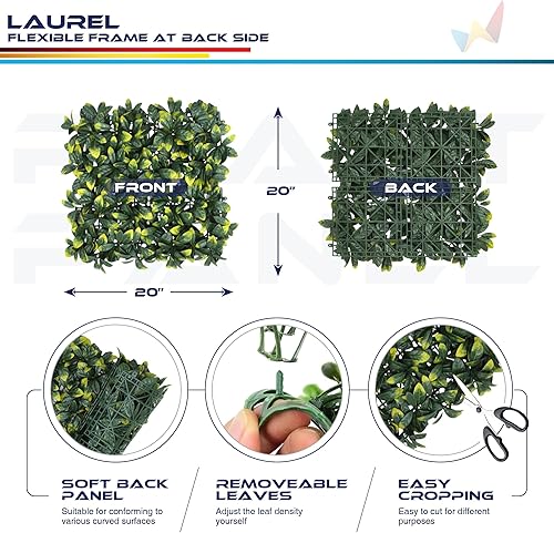 Miniatura 213 de Windscreen4less 6 paneles artificiales de boj de 20 x 20 pulgadas, seto topiario, plantas, hierba, pantalla de privacidad para exteriores, Boj