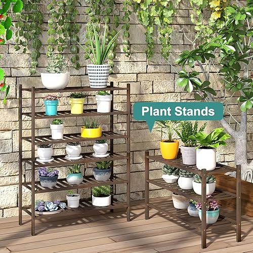 Vista 161 de Zapatero de bambú de 5 niveles para entrada, apilable plegable Natural, organizador de zapatos para armario de pasillo, zapateros de pie