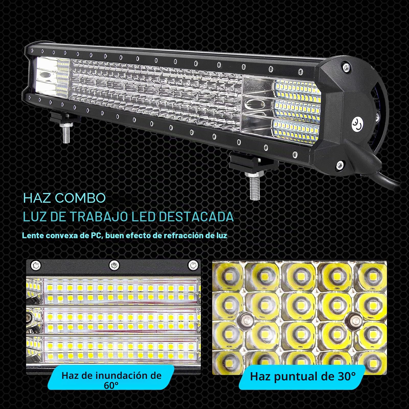 RIGIDON Barra Led 23 Pulgadas 59cm 570W Barras de Luz de Trabajo, 12V 24V 6000K IP67 Impermeable lámparas de conducción faros led foco led tractor para 4x4 Coche Off Road Camión ATV UTV SUV Barco