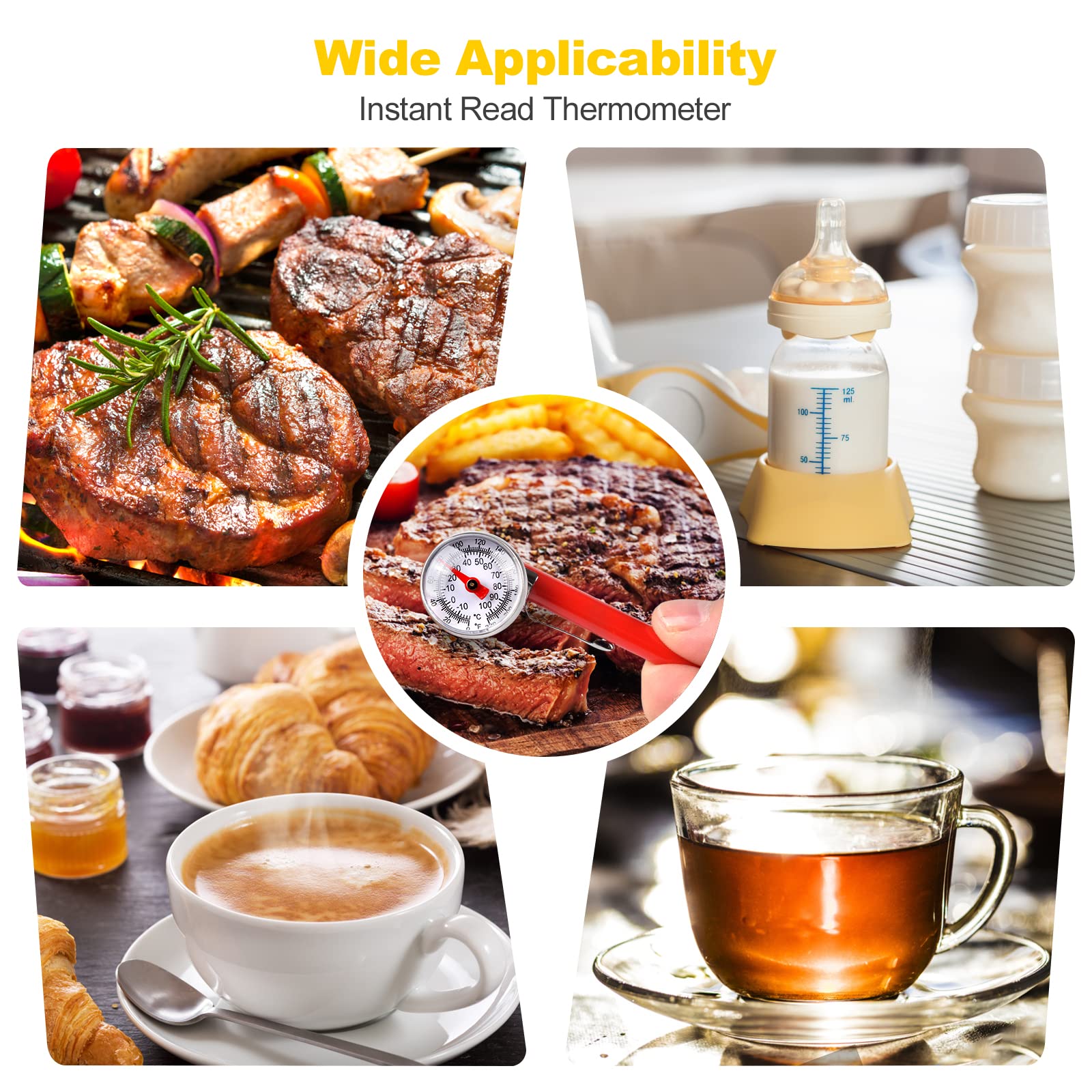 Termómetros de carne, sonda de 2 piezas, termómetro de alimentos para carne, leche, té, café, sonda de temperatura de alimentos, termómetro de cocina, accesorios para barbacoa Thermapen