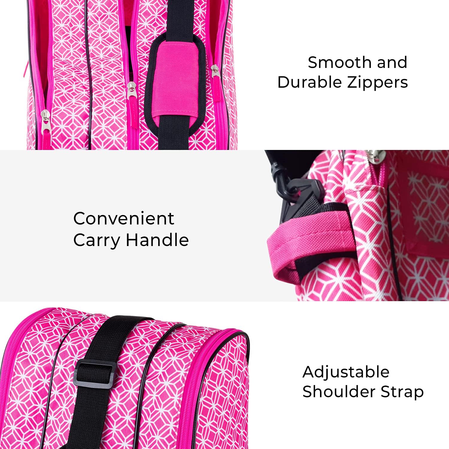 Thorza Roller Skate Bag for Girls, Pink, Stores Inline, Quad, or Ice Skates, 3 Zippered Pockets with Small Storage Compartment for Skating Accessories, Carry Handle and Shoulder Strap : Sports & Outdoors