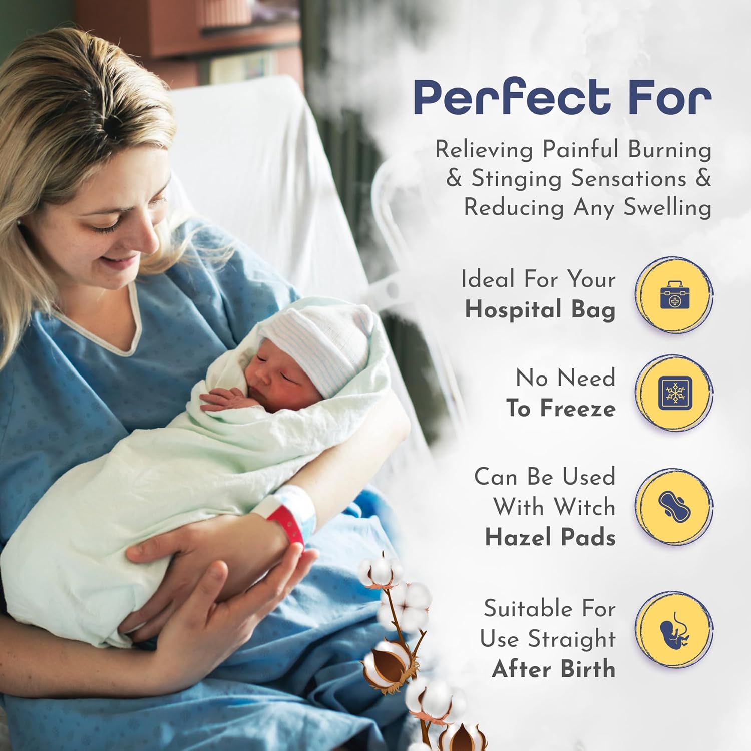 First Days Maternity - 2-in-1 Instant Perineal Cold Packs for Postpartum - Cooling, Absorbent, Disposable - Ideal for Hospital Bag - New Mom Maternity Pad Essentials (12)