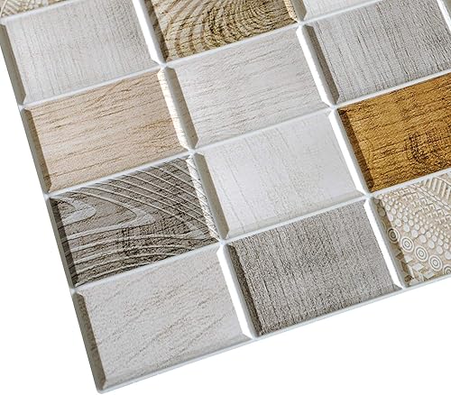 Miniatura 4 de Dundee Deco Paneles de pared 3D de PVC de madera sintética color blanco, beige y marrón, 3.2 x 1.6 pies (37.8 in x 18.9 in), decoración de paneles