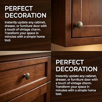 12PCS Vintage Cabinet Knobs Bronze Drawer Knobs, Antique Style Kitchen Cupboard Handles, 30mm Round Furniture Door Knobs