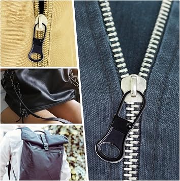 Ouligay 6pcs Zipper Pull Replacement Detachable Zipper Pull Tab Metal Zipper Pull Cord Extender Zipper Pull Repair Kit for Backpack Luggage Suitcase Purse Jackets Jeans Coat