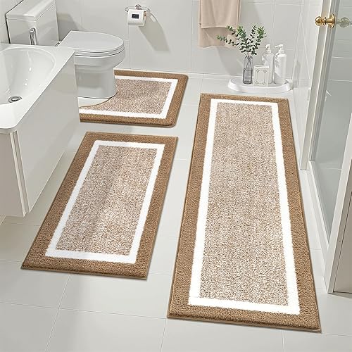 Miniatura 37 de Pauwer Juego de baño, alfombras de baño antideslizantes, alfombras de ducha absorbentes para suelo de baño, bañera y ducha, color azul aguamarina