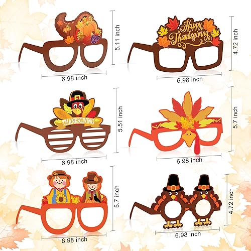 Miniatura 6 de Fall Thanksgiving Party favors, 24 Pack Turkey Thanksgivings Glasses Photo Props Holiday Eyeglasses Frames Thanksgiving Accessories Gifts for Adult