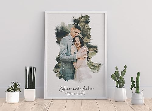 Miniatura 2 de Retrato de acuarela personalizado póster con foto personalizada, imágenes de carga de pósteres personalizados, retrato personalizado para regalos de