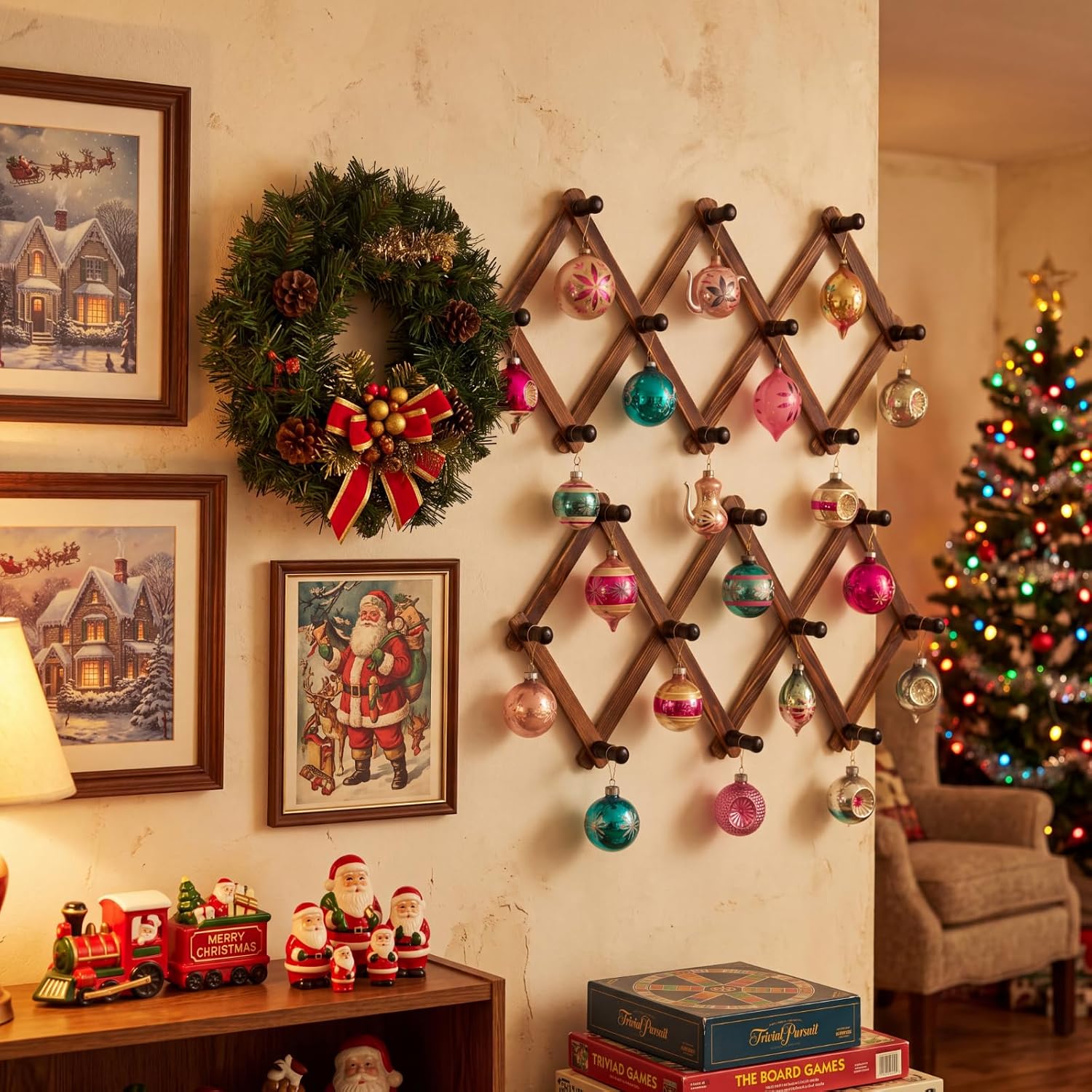 Qeeenar 2 Pack Christmas Ornaments Display Rack for Wall Christmas Decor