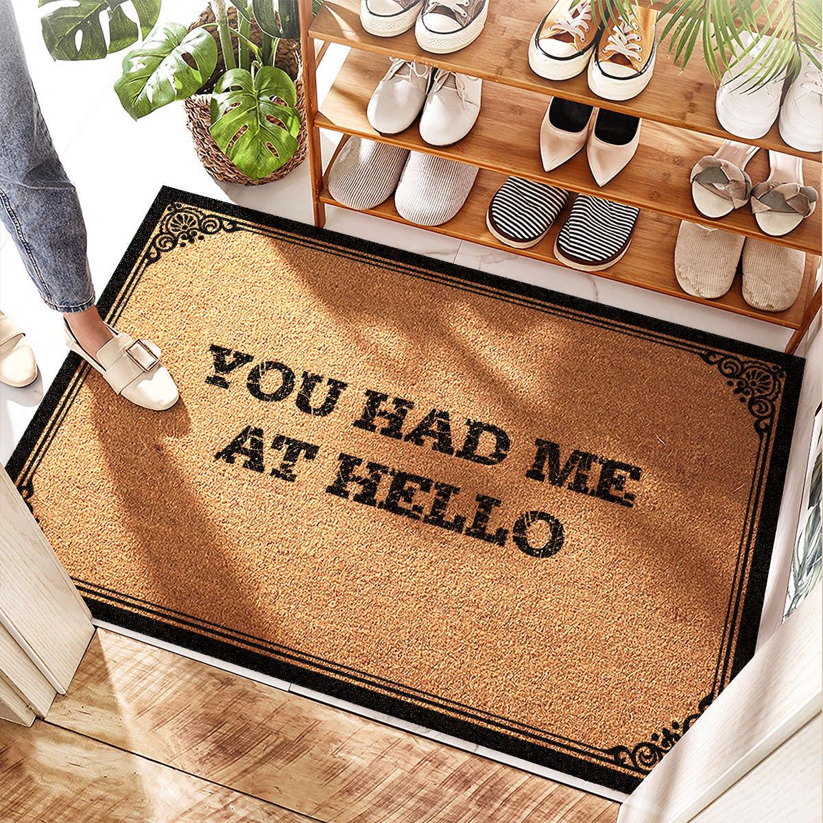 Doorway Inside Wildblumen-Rolle für den Eingangsbereich, mit Aufschrift "You Had Me At Hello – Sunshine & Western/Hintertür, Willkommens-Fußmatten für den Außeneingang, wasserabsorbierend (65 x
