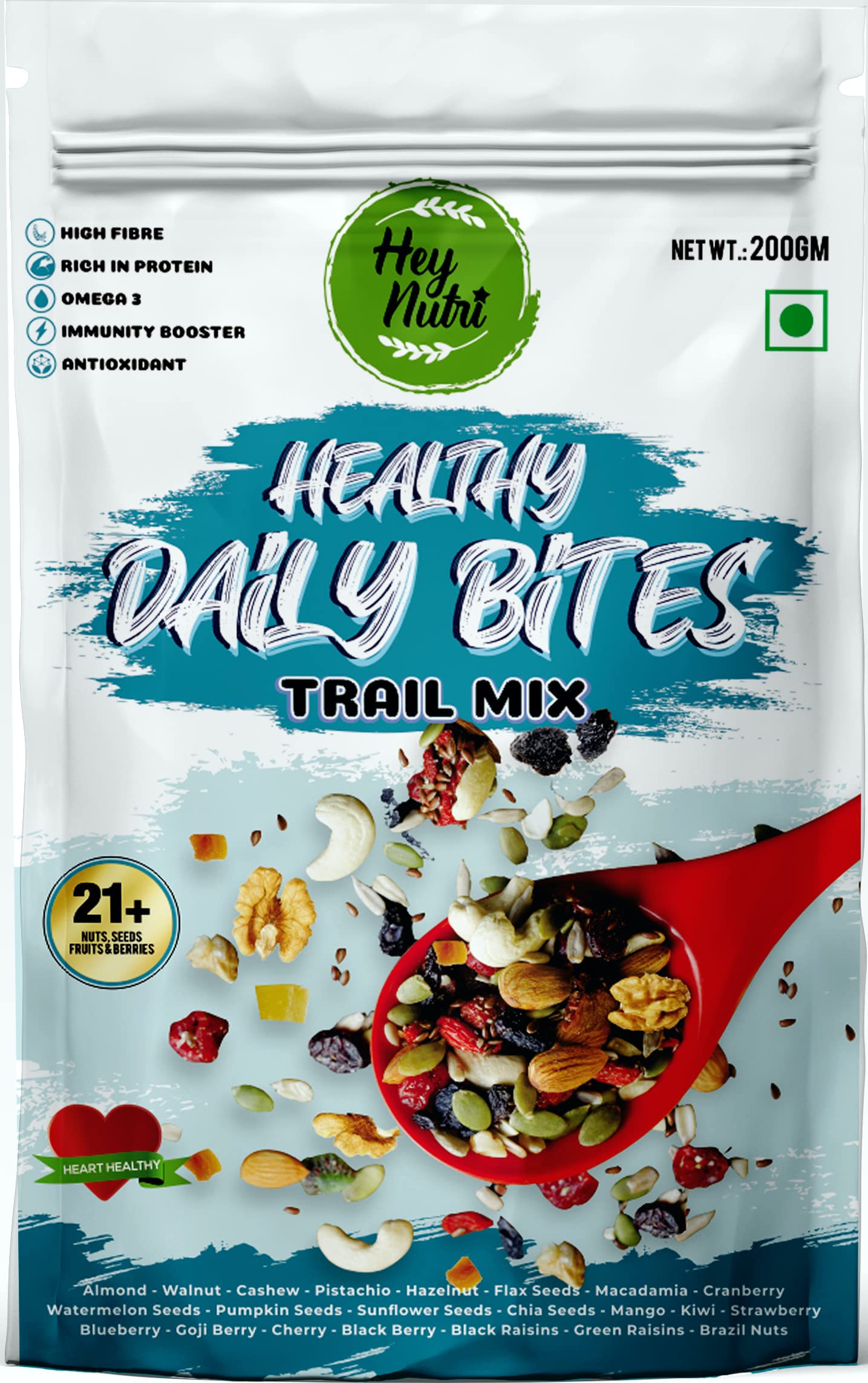 Roseate HeyNutri Mixed Dry Fruits (21+ Nuts, Berries, Seeds & Fruit/ 200 Gram) Healthy Bites Trail Mix with Almonds, Cashew Nuts, Cranberry, Blueberry, Pumpkin Seeds (Pouch Pack) Immunity Booster (B08VDJGR42) Amazon Price History, Amazon Price Tracker