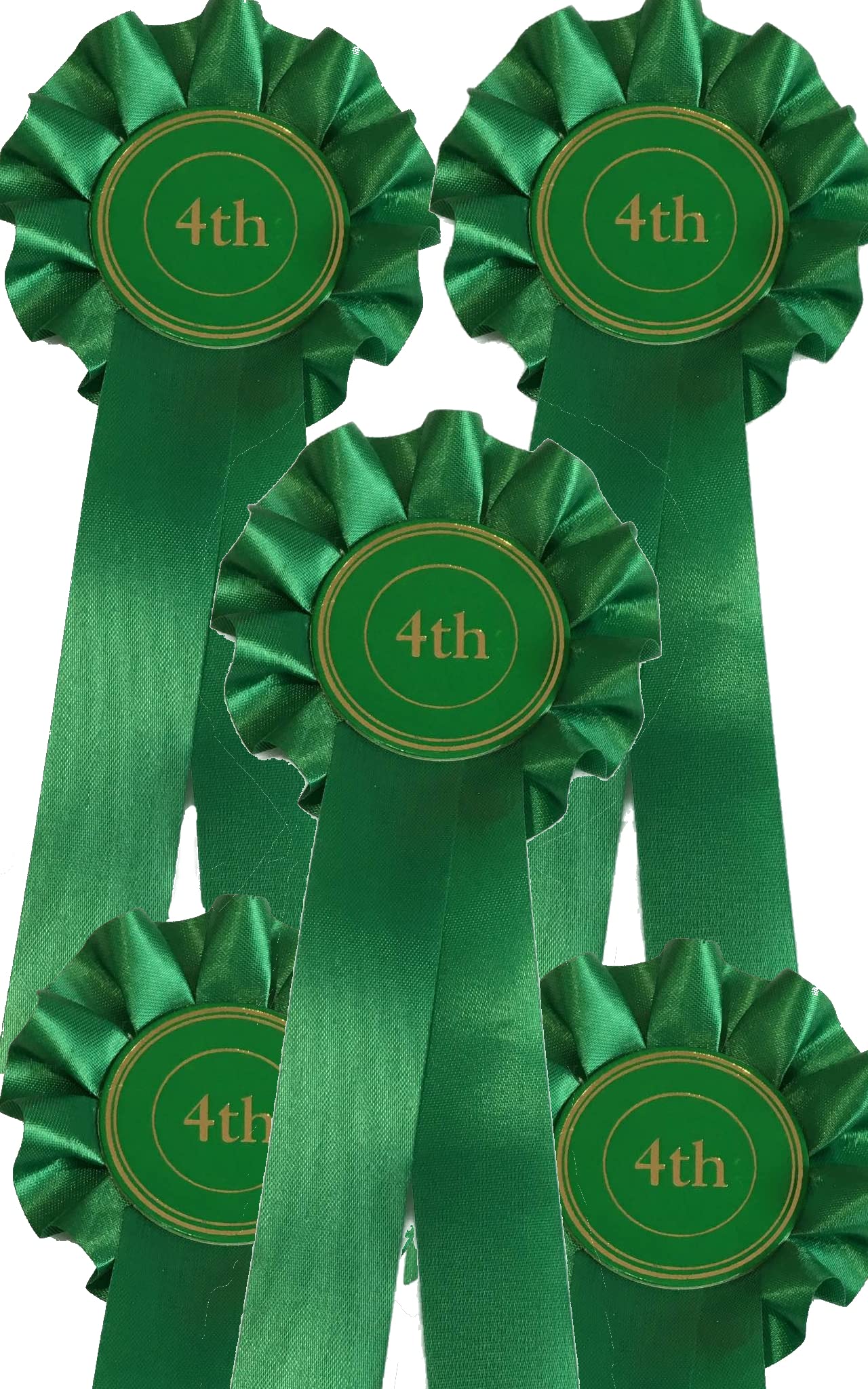 5 X 1 Tier Box pleated Rosette ribbon award prize. Ideal set for shows, events and fundraising (Green)