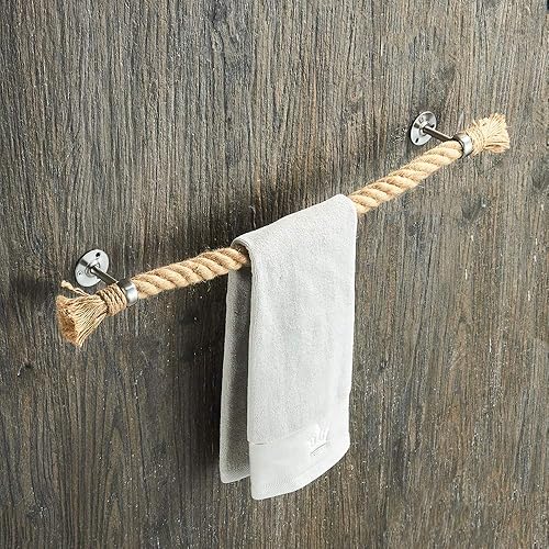 Miniatura 7 de YJ YANJUN Toallero náutico negro accesorios náuticos para baño, decoración de baño náutico, toalleros de cuerda para baño montado en la pared