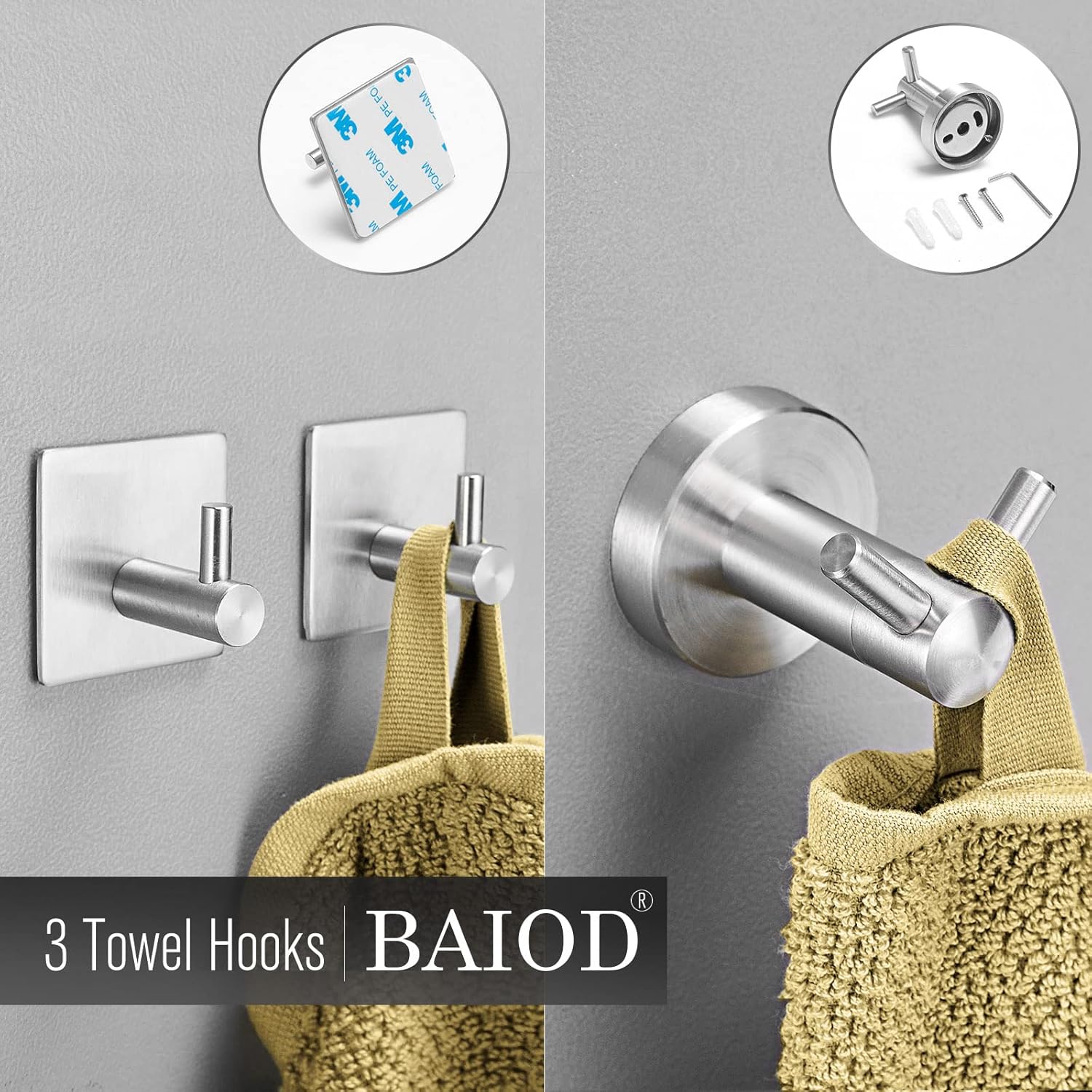 Bathroom Hardware Set Wall Mounted Brushed Nickel 304 Stainless Steel 6-Piece Accessories Include 16 inch Towel Bar+Toilet Paper Holder +Towel Ring+3 Towel Hook Bathroom Towel Rack Set : Tools & Home Improvement