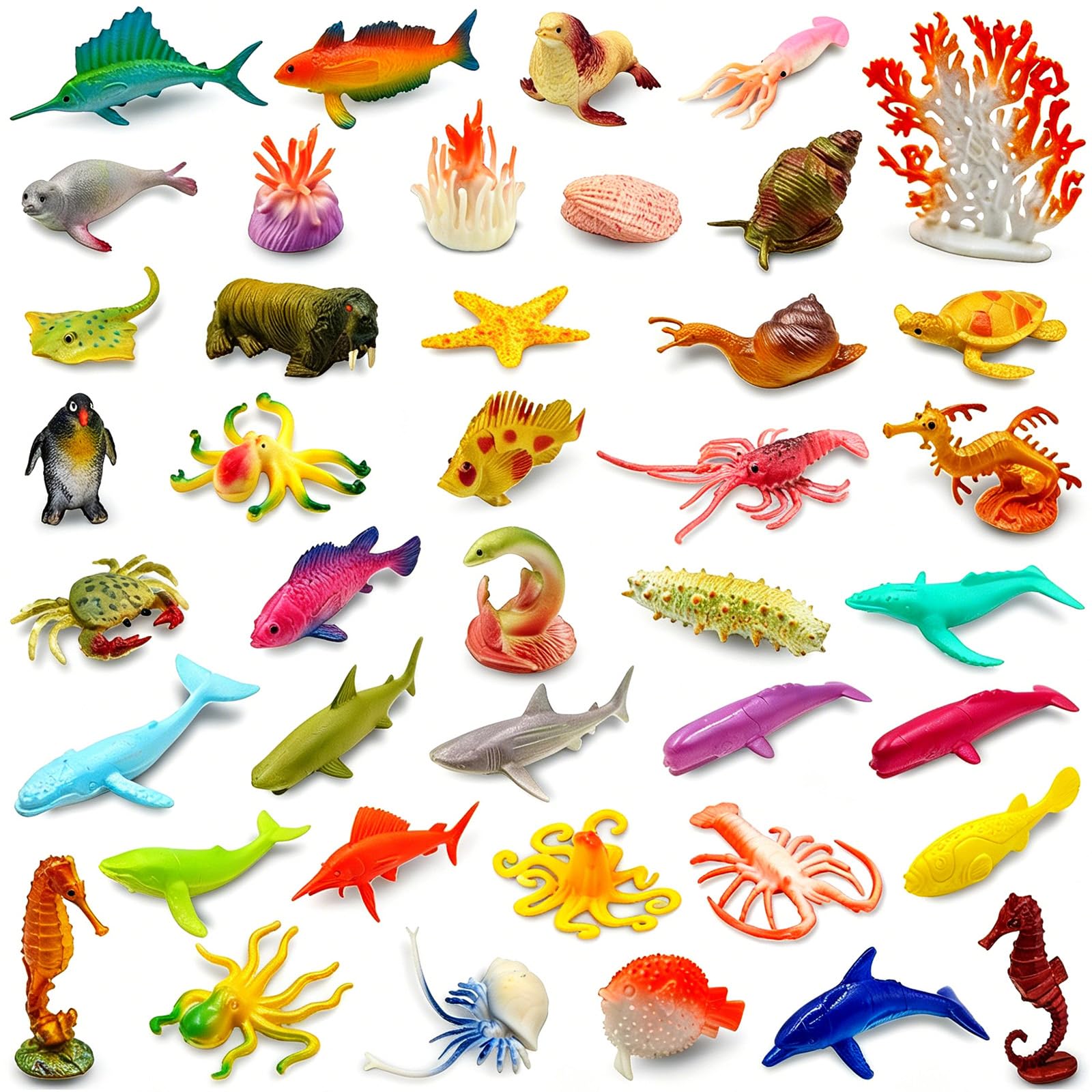 Amazon.co.jp: Pinowu 海の海の動物の置物 (50個) アソートミニ