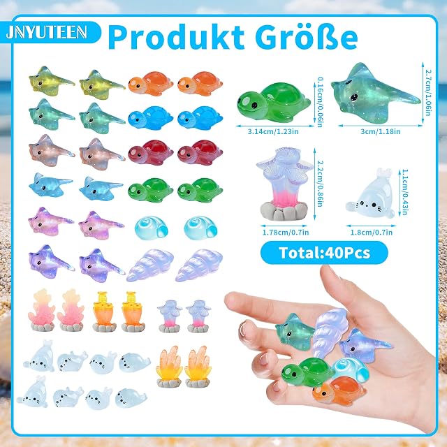 Foto 2 de 7 de JNYUTEEN 40 Piezas Mini Figuras de Océano, Animales Marinos de Resina