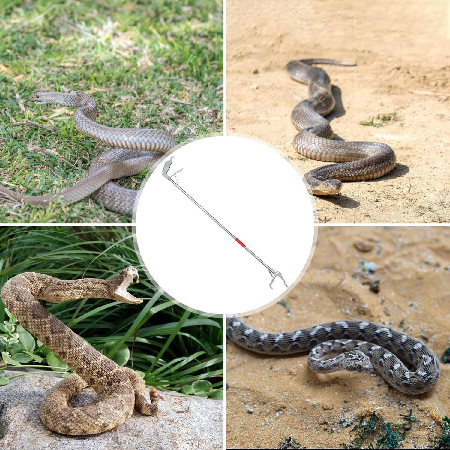 ERINGOGO 1pc Folding Snake Catcher Clamp Lock Stainless Steel Snake Trap Tool for Safe Handling of and Reptiles Design for Easy Use and Storage