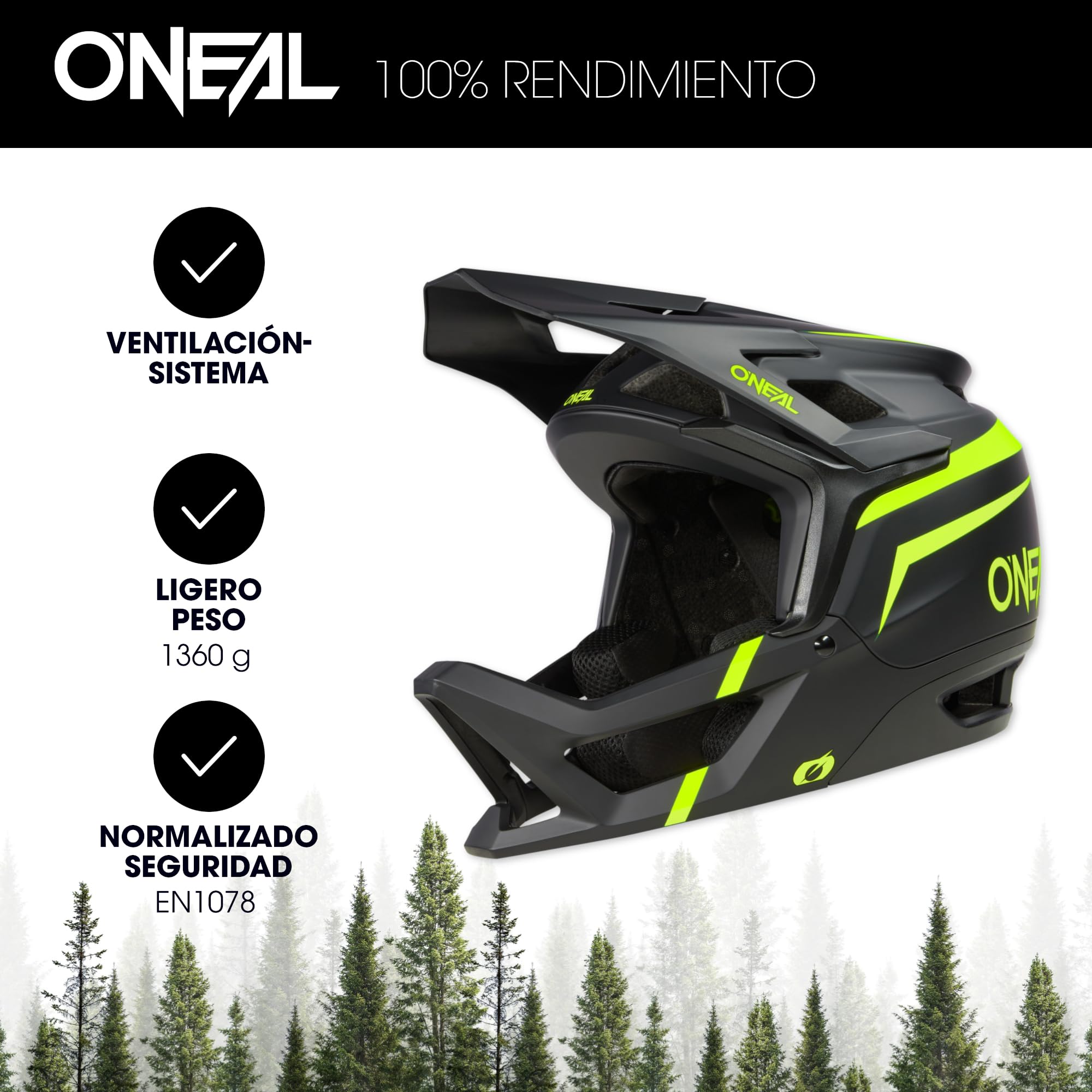 O'NEAL | Casco de Ciclismo de montaña | Enduro MTB DH FR | Aberturas de ventilación Que facilitan la respiración, IPX® ACells | Casco de transición Flash V.23 | Adulto | Negro Amarillo neón | XL