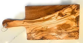 16" Handmade Olive Wood Charcuterie Board With Handle by Orchard Hardwoods- For Cutting, Chopping, Serving Cheese, Meat, Fruit - in Med 16, Lg 20, XL 24 (Med 16 x 7 with Handle)