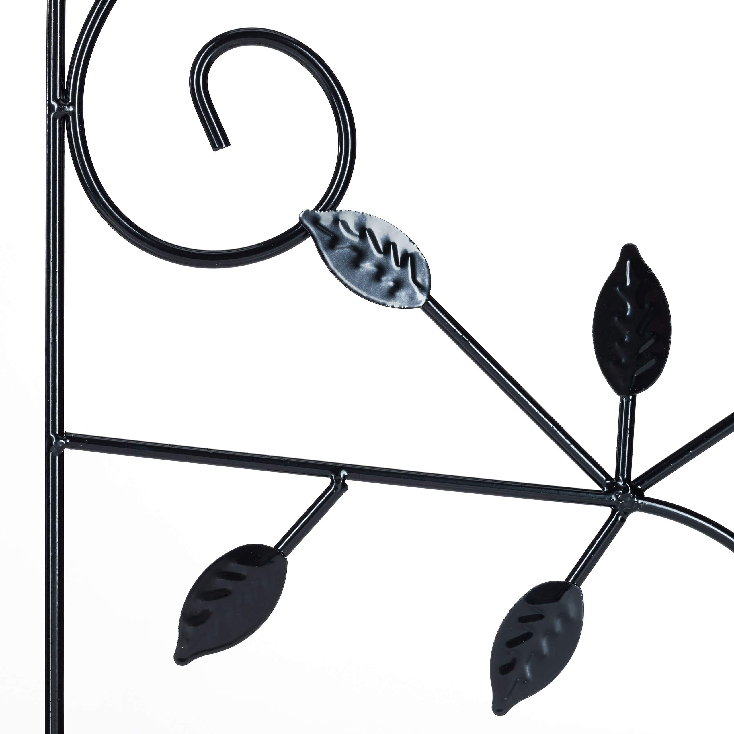 Relaxdays Enrejado metálico para jardín, Soporte para trepadoras, 120 x 40 cm, Decorado con pájaros, Negro
