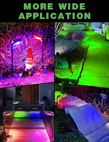 Miniatura 5 de OSORD Luces solares de color para camino, paquete de 4 luces solares que cambian de color al aire libre, impermeables, para Halloween y Navidad,