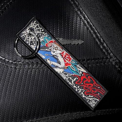 Miniatura 4 de MotoLoot Llavero para motocicletas, scooters, coches y regalos (Skull Cap Rider), Vibrante