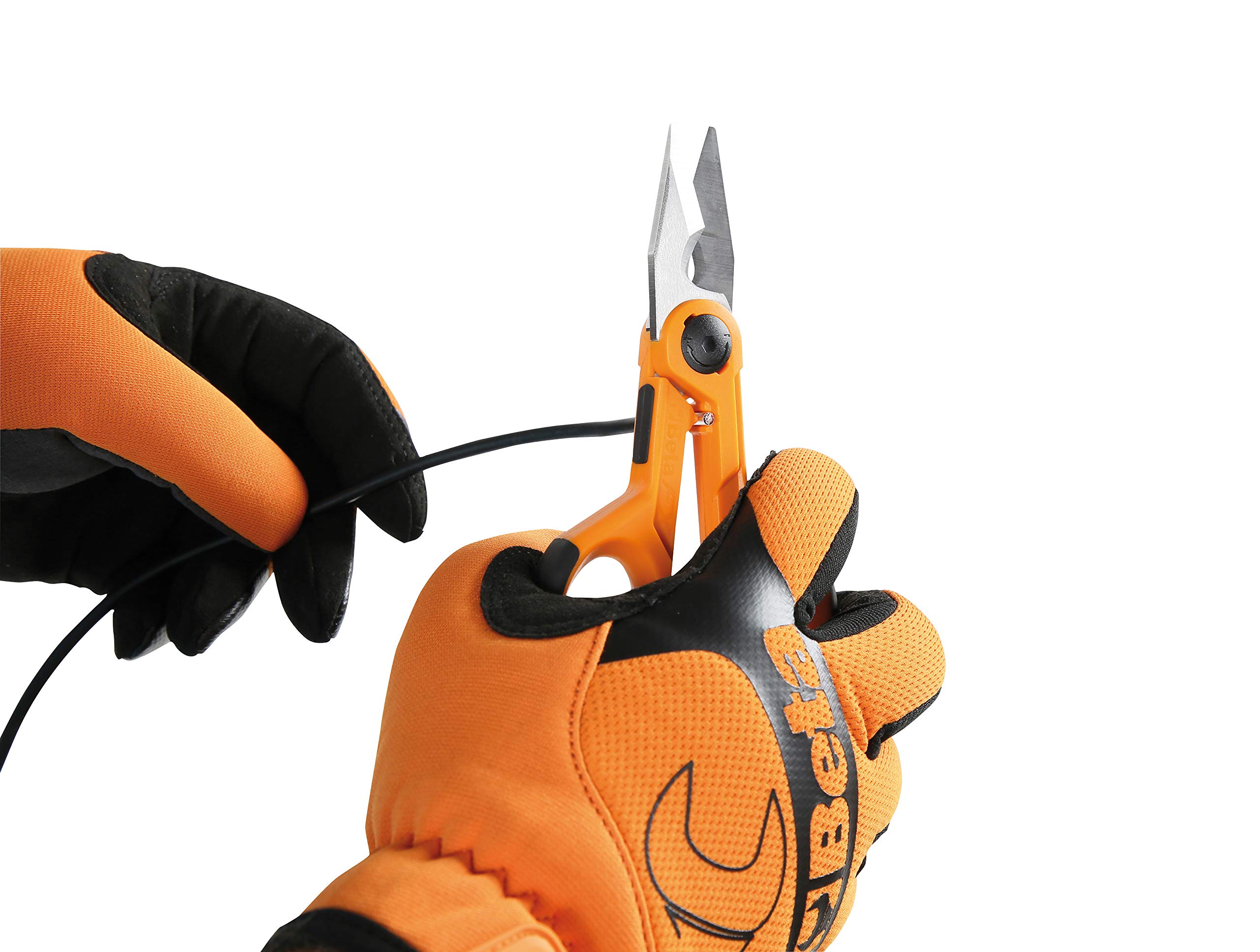 Forbici da Elettricista Professionali 1128FX Lama Dritta Acciaio Inox Microdentatura Gola Tranciacavo Crimpatore Custodia Cintura
