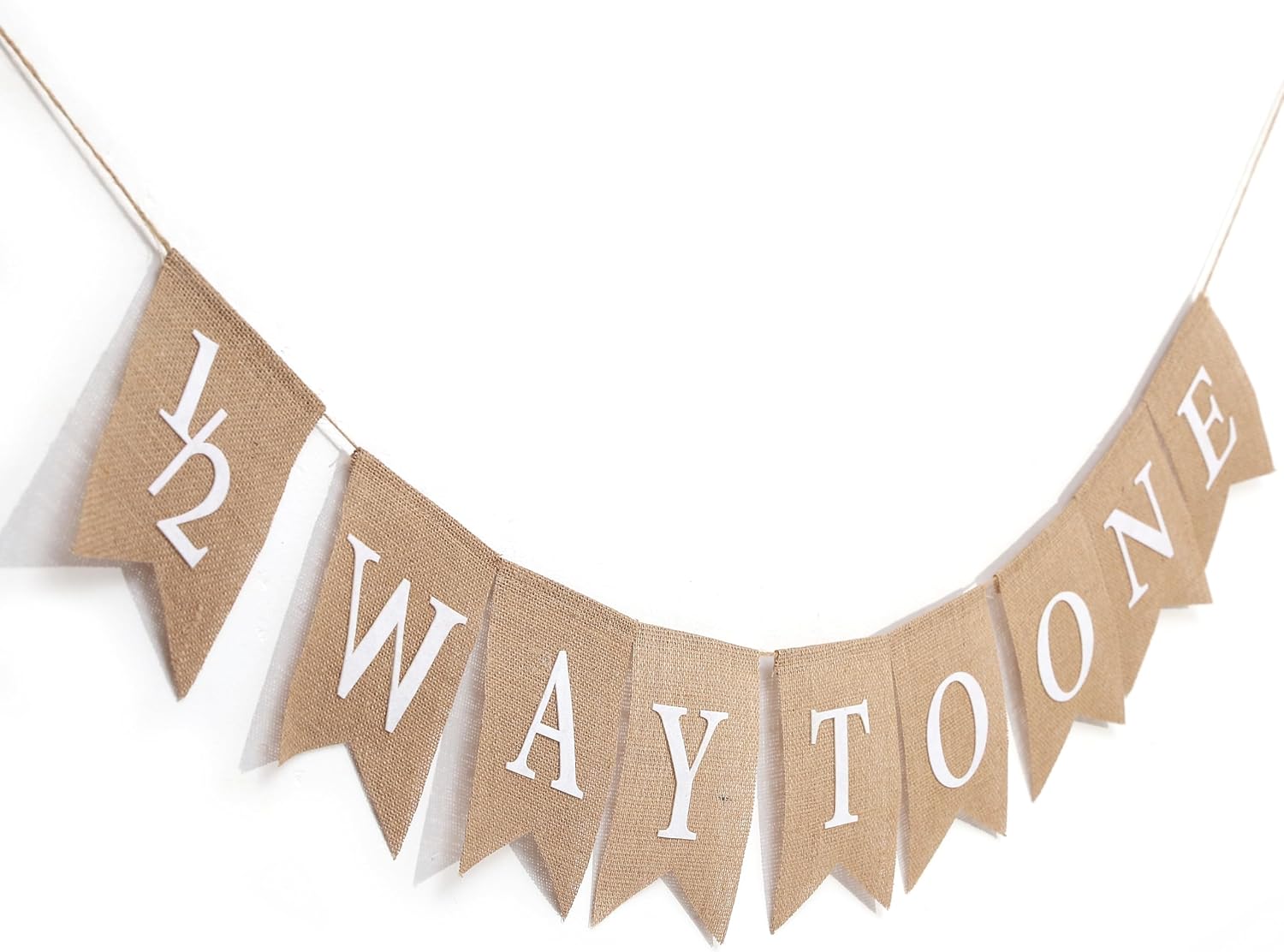 Half Birthday Party Decorations - 1/2 Way to One Burlap Banner,1/2 Birthday Cake Topper,Ribbon High Chair Banner for Photo Backdrops,6 Months Rustic Party Garland Cake Topper Set