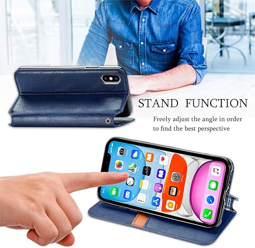 Miniatura 2 de Compatible with Xiaomi Poco X3 GT Cover,Compatible with Redmi Note 10 Pro (China) 5G Magnetic Closure Flip Stand Wallet Card Holder Case Blue