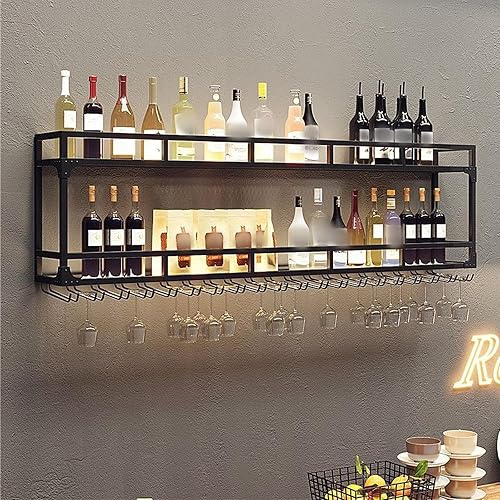 Modern Wine Storage Rack Wall Mounted With LED Light With