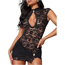 Women's Lace Cut Out Mandarin Collar Ruched Bodycon Mini Dresses
