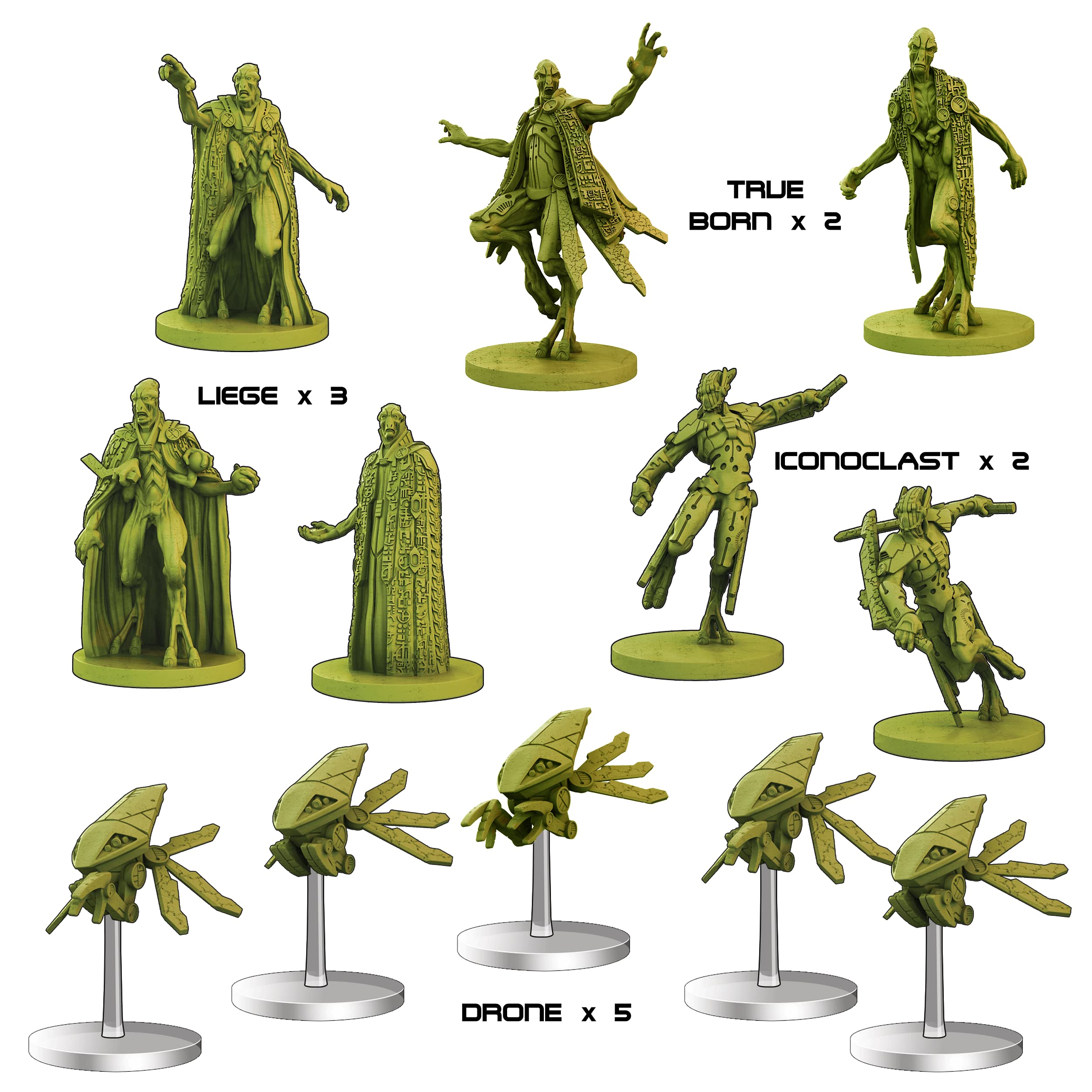 Battle Systems Core Space First Born - Miniatury science fiction gra planszowa - Cyberpunk 28 mm figurki science fiction do wojny 40K - modułowy teren do gier 3D - (zestaw startowy dla noworodków)