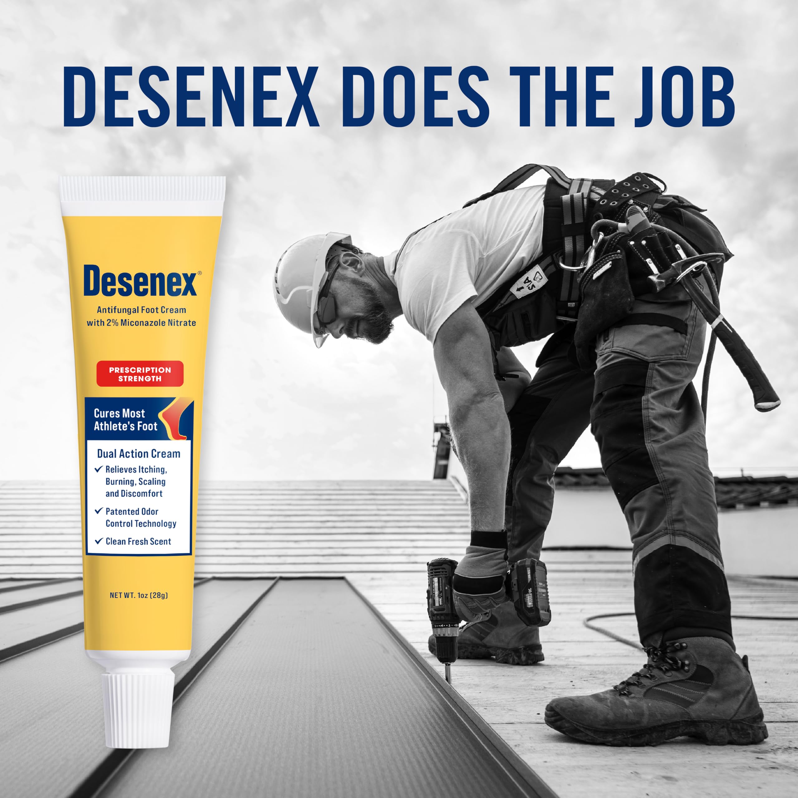 Desenex Anti-Fungal Foot Cream Cures Most Athlete’s Foot, Prescription-Strength 2% Miconazole Nitrate, Helps Relieve Itching, Burning & Scaling, All-Day Odor Control for Fresh Feet, Fresh Scent, 1oz
