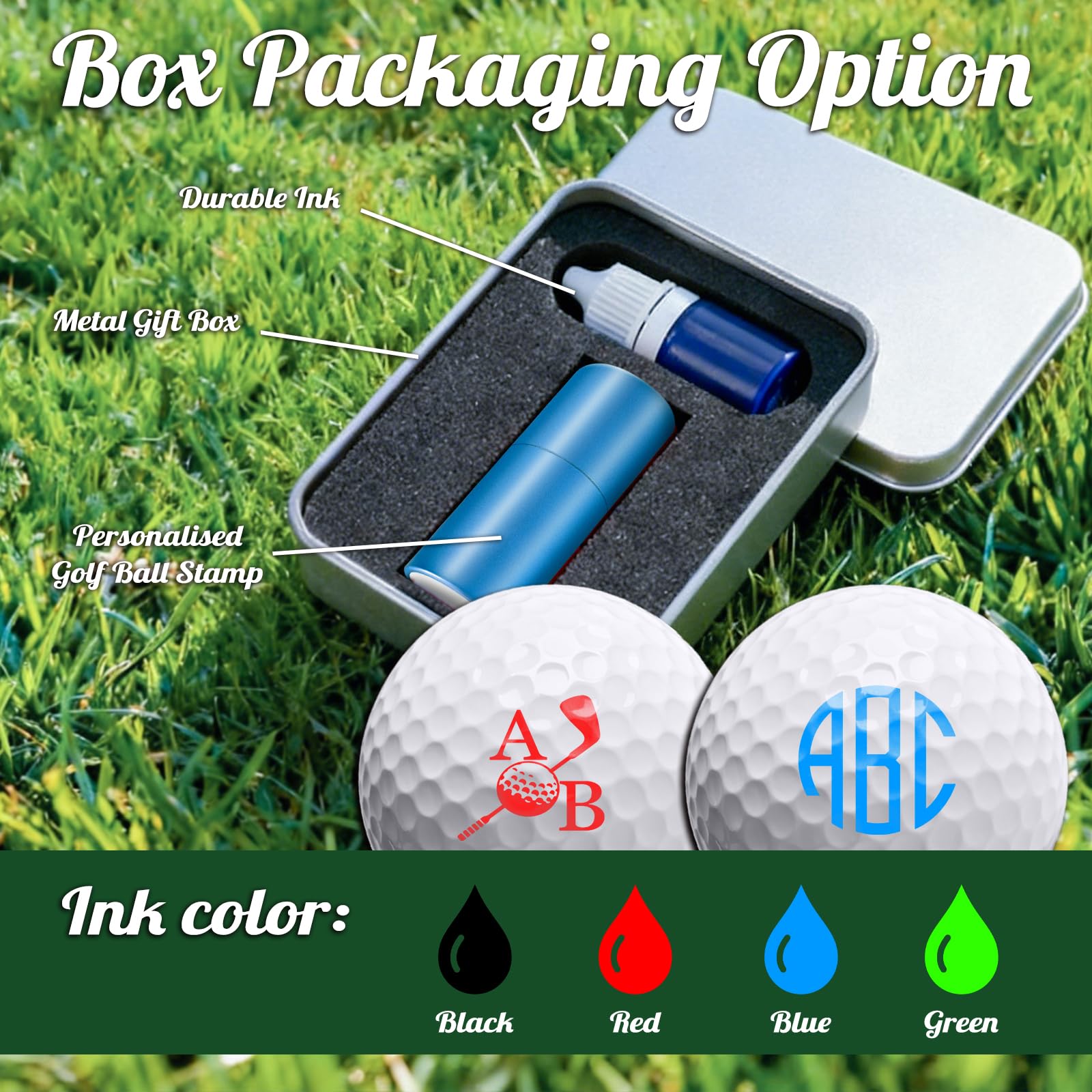 Amlion Timbro personalizzato per pallina da golf, autoinchiostrante, monogramma, nome, logo, accessori regalo