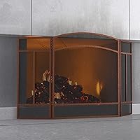 Vista 1 de Fire Beauty Pantalla para chimenea de 3 paneles de hierro forjado de 48 pulgadas de largo x 29 pulgadas de alto, cubierta de protección contra
