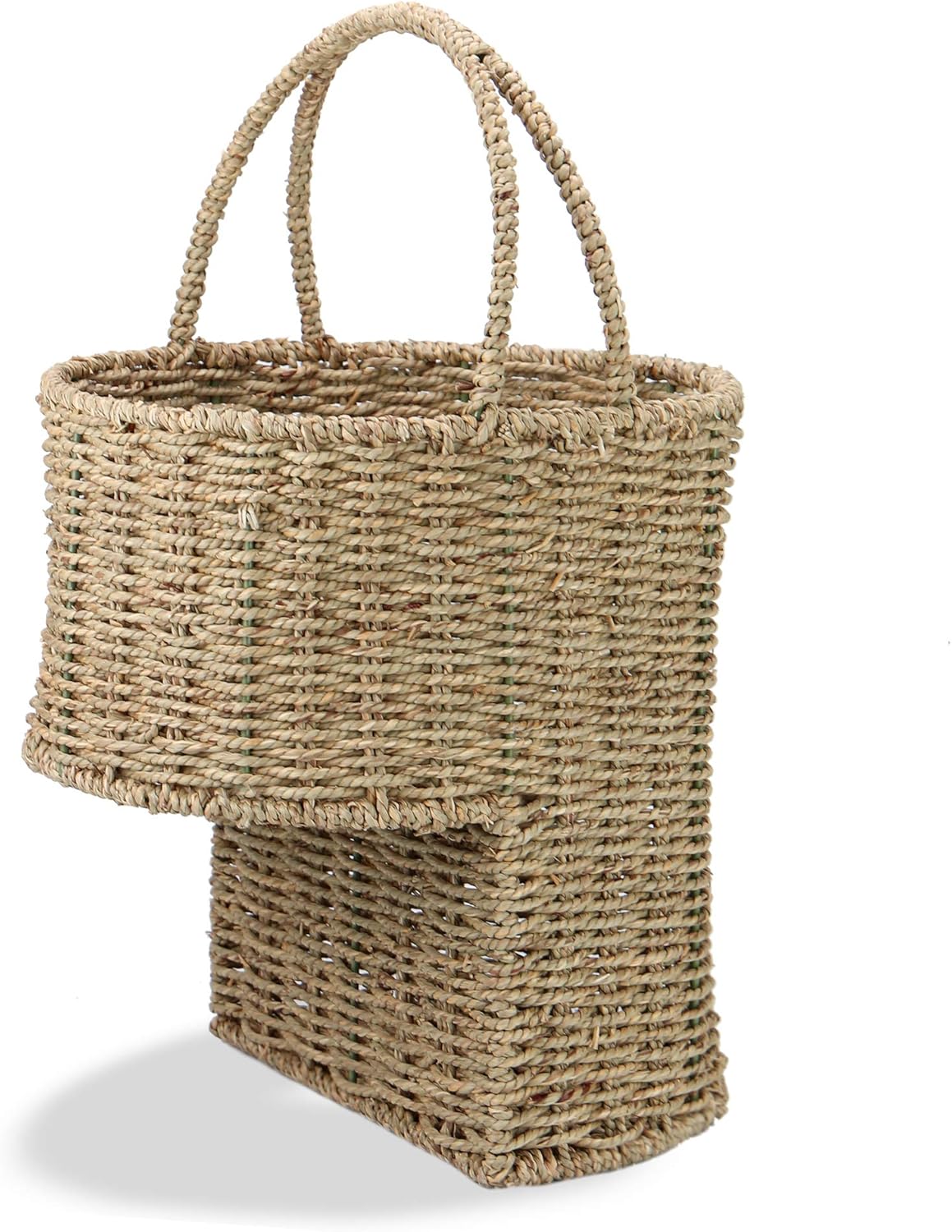 Seagrass Stair Basket Rattan Wicker Basket Step Storage with Handle