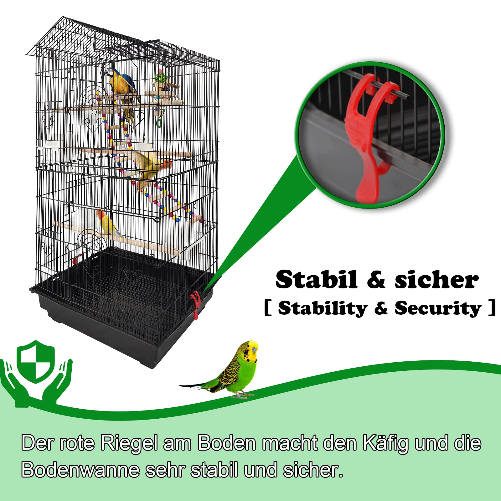LZQ Vogelhaus Vogelkäfig Vogelvoliere Papageienkäfig Metall Käfig für Papageien Tauben Vogel Haustier (mit Spielzeug)