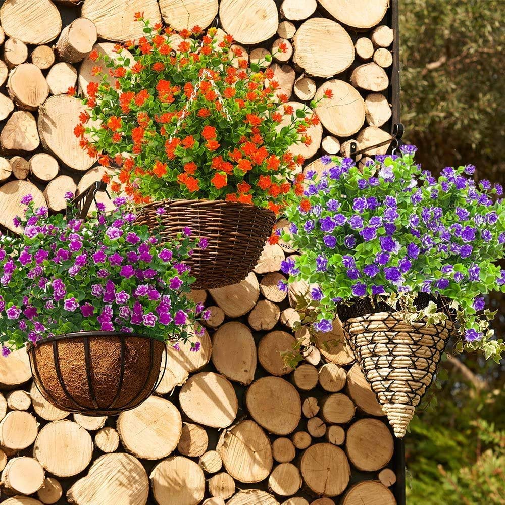Ancokig Fiori Finti Artificiali UV Resistenti - Confezione Da 4 Mazzi Con Steli Flessibili, Per Interni Ed Esterni, Colori Vari