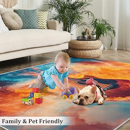 Miniatura 145 de Alfombra de instrumentos musicales – Alfombras de 4 x 5 pies para sala de estar, alfombra de área musical, alfombra de área musical, alfombra