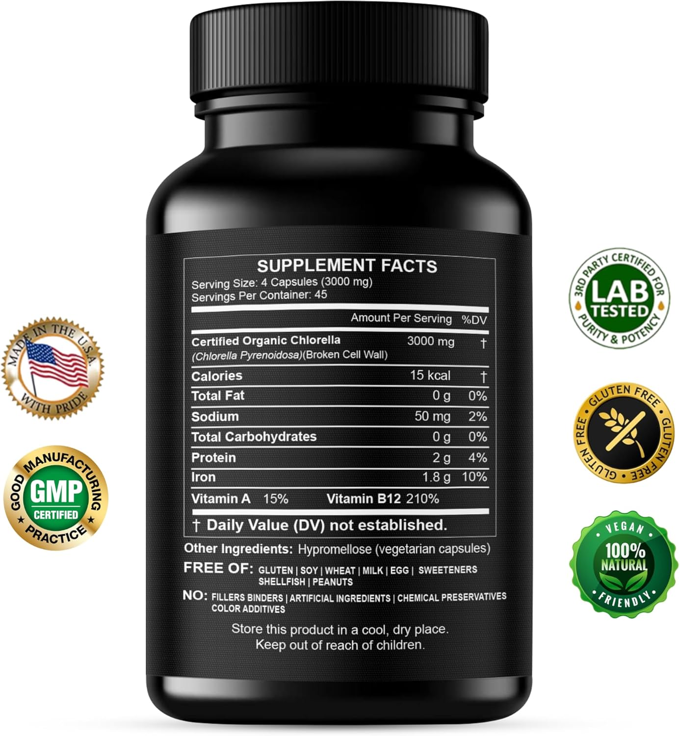 Chlorella Capsules 3000 mg - Cracked Cell Wall Blue Green Algae Supplement - Best Natural Detox Cleanse - Plant Vitamins Minerals Chlorophyll Vegan Protein Powder Pills - Made in USA - Image 2