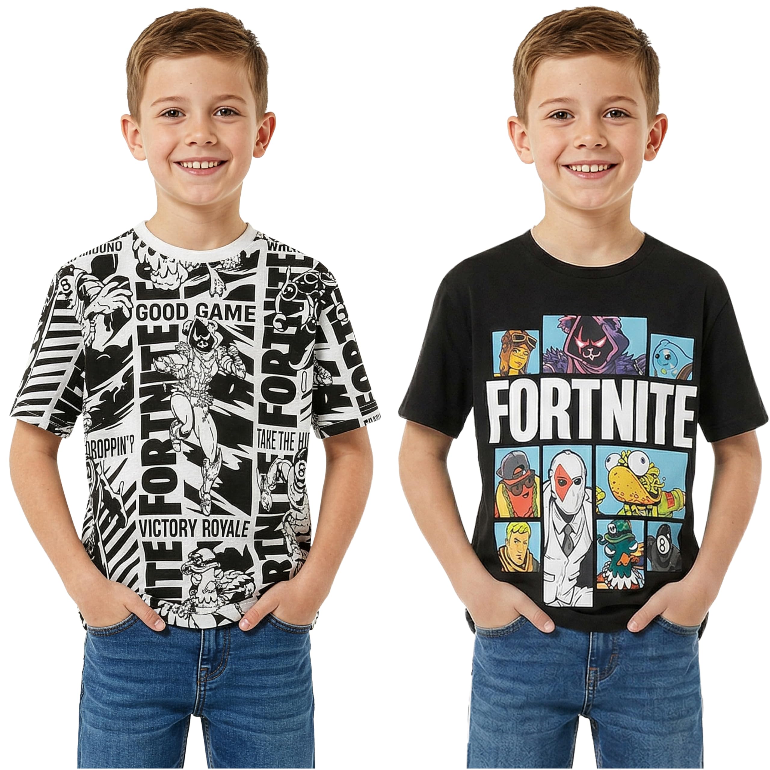 Pokemon | Minecraft | Fortnite T-Shirt Jungen, Multipack, Weich Kurzarm Baumwolle Shirt, Lässig Sommer Kinder Top, Anime Gaming Geschenke für Kinder