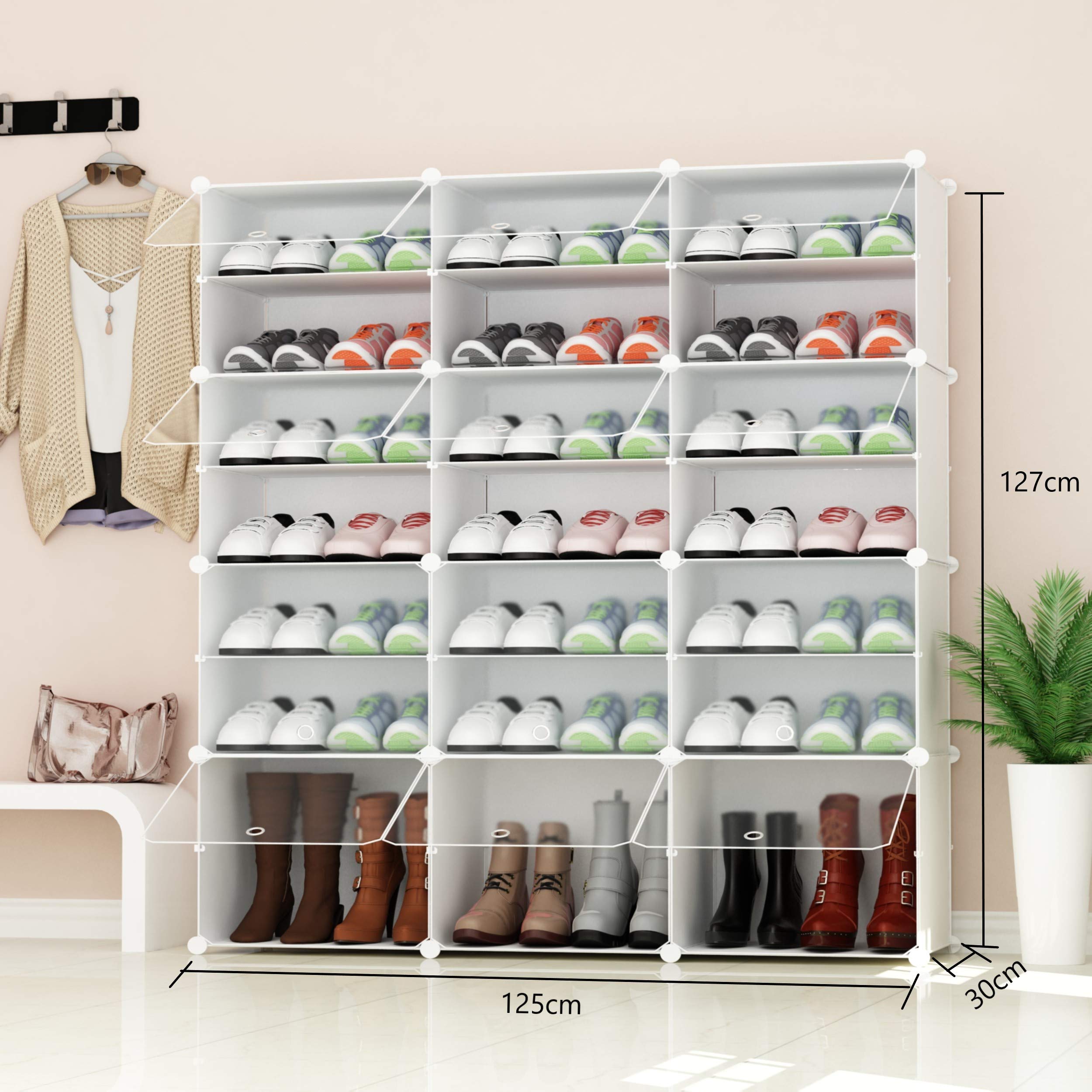 JOISCOPE PREMAG Portable Shoe Storage Organizer Tower, White with