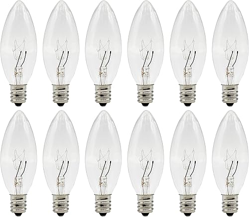 Creative Hobbies Bombillas de repuesto para lámparas eléctricas de velas, velas de ventana y candelabros – Candelabro E12 transparente incandescente