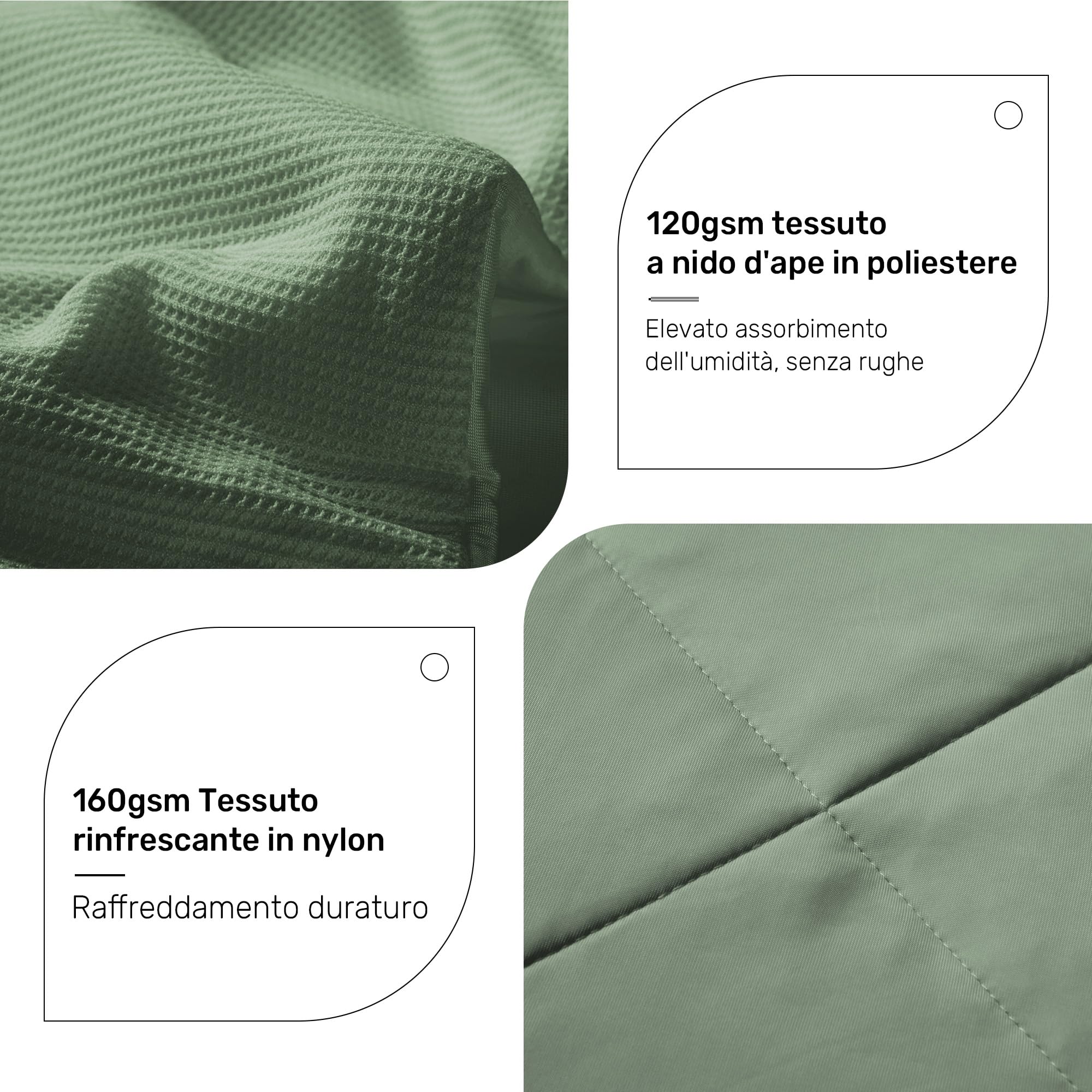 UNIKOME Kühldecke 200x200cm, Doppelseitige Sommerdecke Für Sommer, Leichte Kühlende Bettdecke Für Menschen, Kühldecken Zum Schlafen Cooling Blanket Waschbar, Öeko-Tex (Grün)